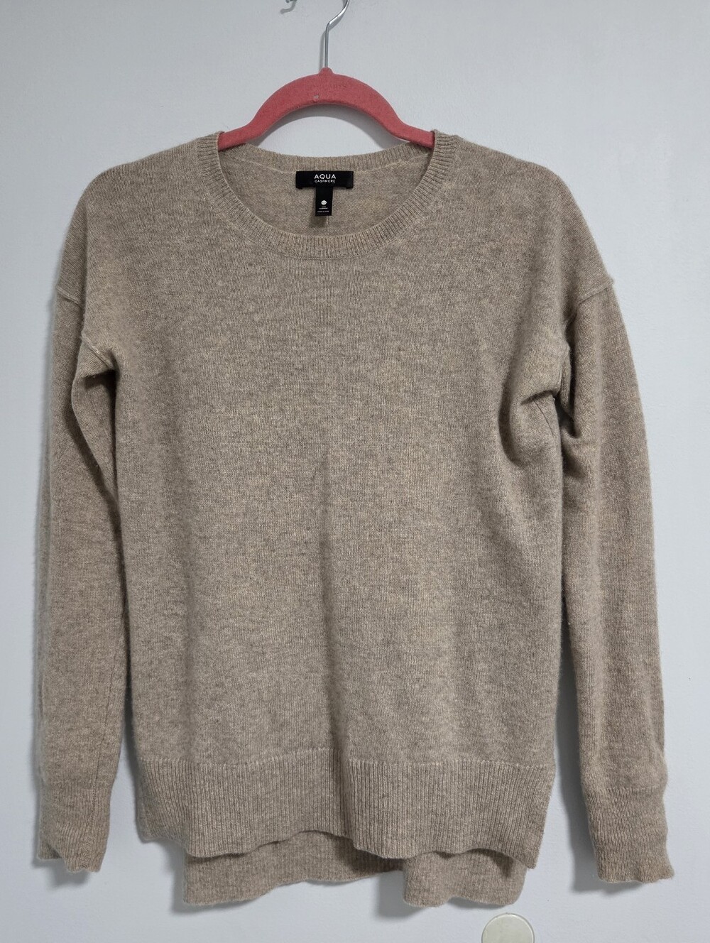 AQUA Oatmeal Puff-Sleeve Crewneck Sweater